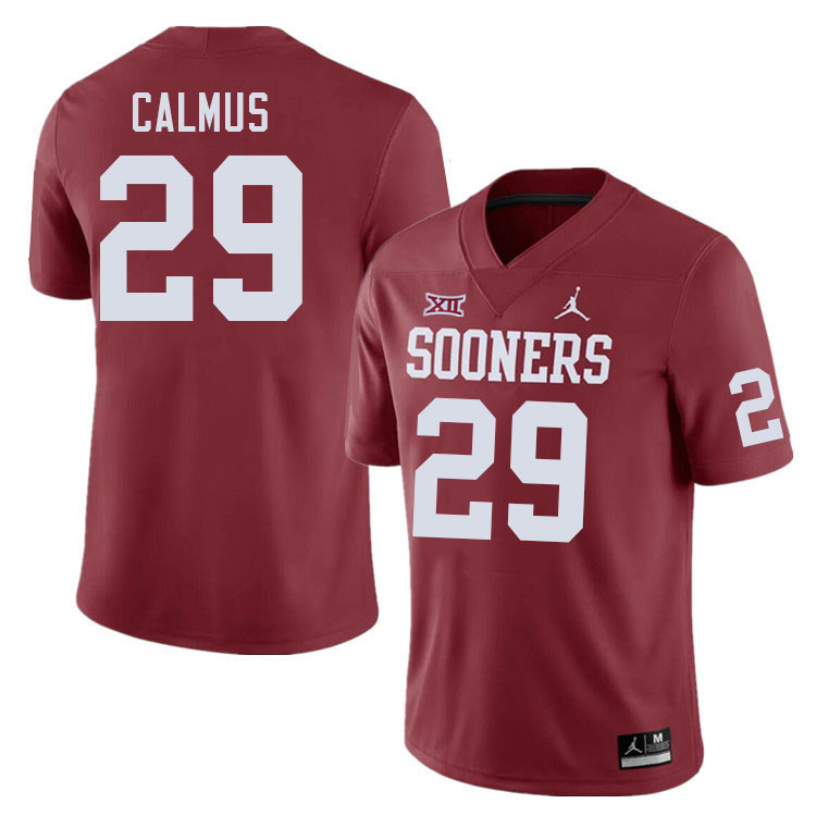 Men #29 Casen Calmus Oklahoma Sooners College Football Jerseys Stitched Sale-Crimson